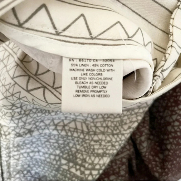 Anthropologie Coquille Linen Blend Scribble Ombre Neutral Belted Shorts Size 4 - Picture 5 of 5